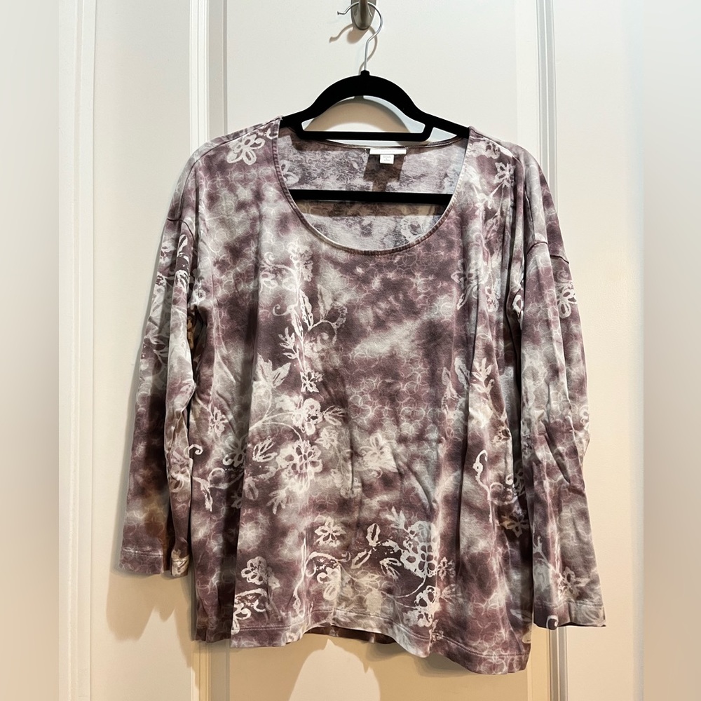 Pure Jill long sleeve scoop neck Lavender tie dye Top Large Petite